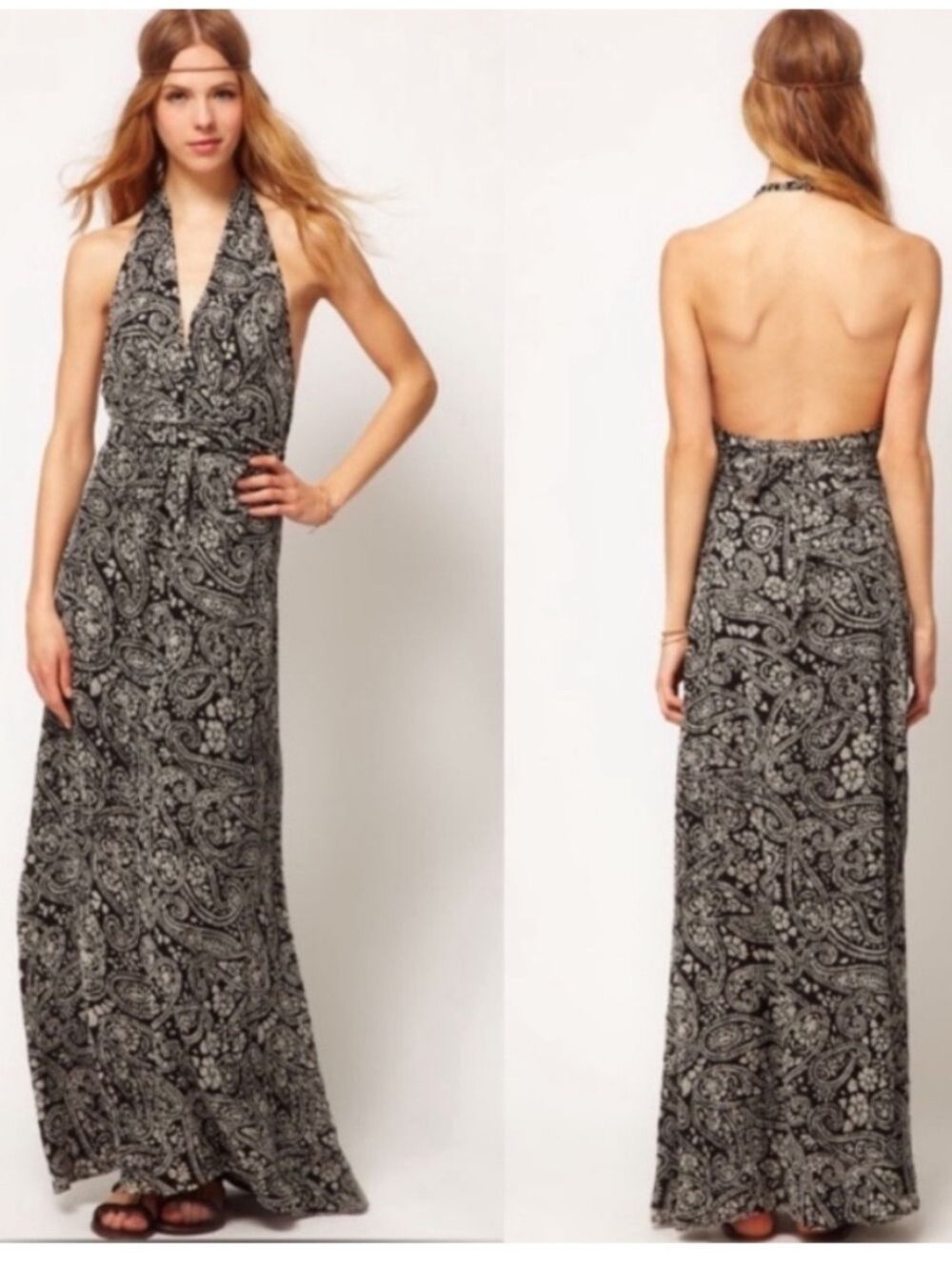 Winter Kate by Nicole Richie Silk Passenger Halter Paisley Maxi Dress, Size M